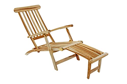 SAM Gartenliege Puccon, Teak-Holz, Verstellbarer Deckchair, klappbar, für Balkon, Terrasse und Garte