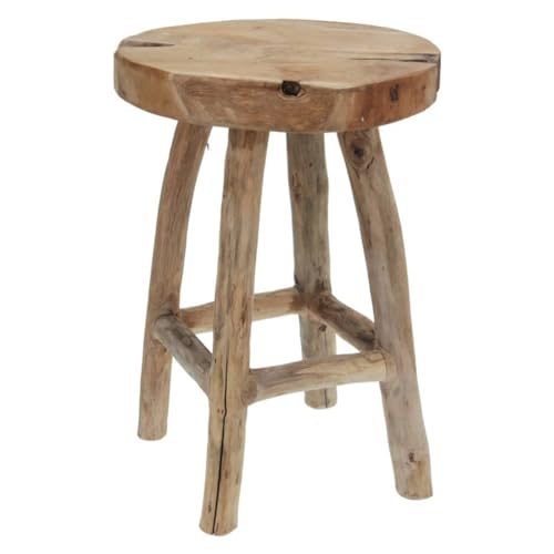 Teakholz Hocker J050 42cm Sitzhocker Beistelltisch Rund