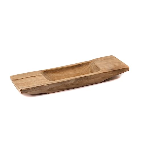 CREEDWOOD Teak Holz Schale Barco 40 | Teakholz, 40 cm | Servierschale, Dekoschale, Naturholz Schale, Holztablett, längliche Obstschale, Serviertablett, Deko Tablett