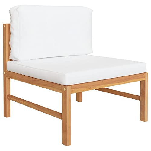 HETFTJN Lounge Chair Mini Sofa Outdoor Sofa Mini Lounge - 2-TLG. Garten-Lounge-Set mit Creme Kissen Teakholz für Terrasse Balkon Schwimmbad Garten