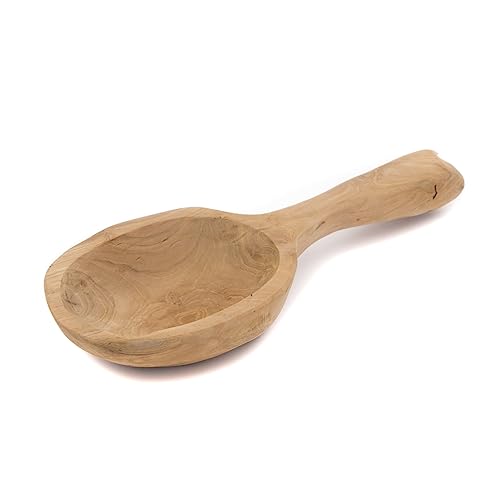 CREEDWOOD Teak Schale Scoop | Natur, Schöpfkelle, 39 cm | Schlüssel Schale, Natur Schale, Holzschale, Servier Schale, Holz Deko Kelle, Dekoschale