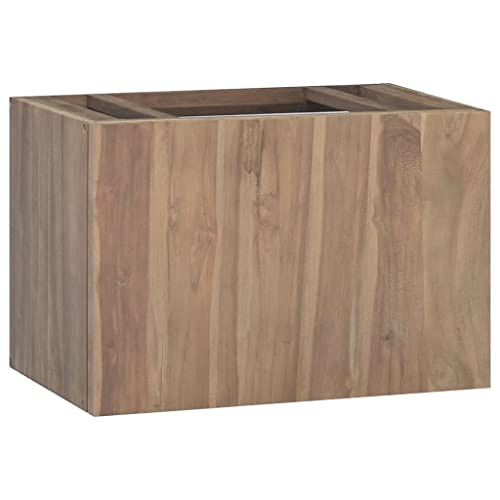 Wachtischunterschrank Badschrank Badezimmer Waschbeckenunterschrank hängend Badezimmermöbel Waschtisch-Unterschrank Badezimmerschrank, 60x39x40 cm Massivholz Teak