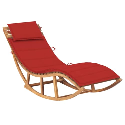 LAPOOH Schaukelliege mit Auflage Massivholz Teak, Liegestuhl Balkon, Gartenliege, Sonnenliege, Deckchair, Saunaliege, Sonnenstuhl 3063339