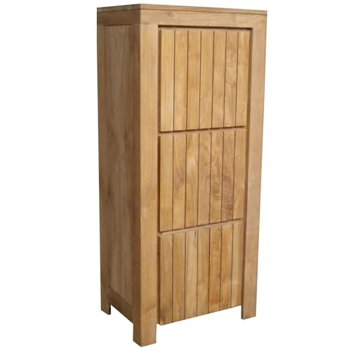 Teako Design Schrank Mora aus Teakholz, 180 x 68 x 45 cm, Schlafzimmer, Zeitlose Möbel für Zuhause, Stabile Teak Kommode, Pflegeleichte Holzmöbel, Große Stauraumkommode