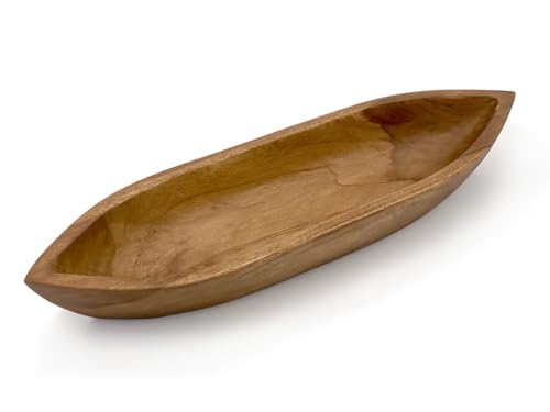 Amago home Teakholz Schale 45x13cm bootförmig Einzigartiges Naturprodukt aus Teakholz massiv