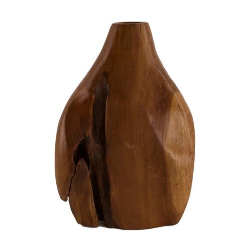 DKNC - Vase Ryan - Teakholz - 19x9x28 cm - Braun