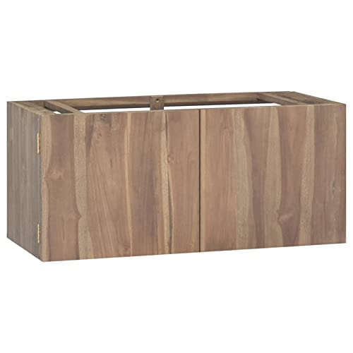 CIADAZ Wand-Badschrank, Bad Kommode, Badezimmer Möbel, Badzimmer Schrank, Bad Schrank, Hängeschrank, Wandschrank, 90x39x40 cm Massivholz Teak