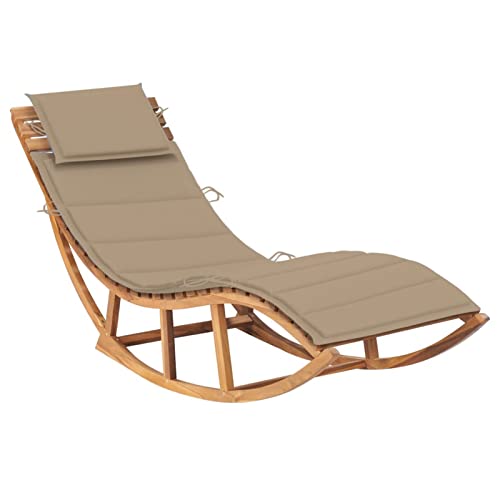 Homgoday Sonnenliegen, Hollywoodschaukel mit Kissen aus massivem Teakholz, Sofa Bett Möbel, Gartenliegen, Pool-Liege, Sonnenliege für den Garten pp