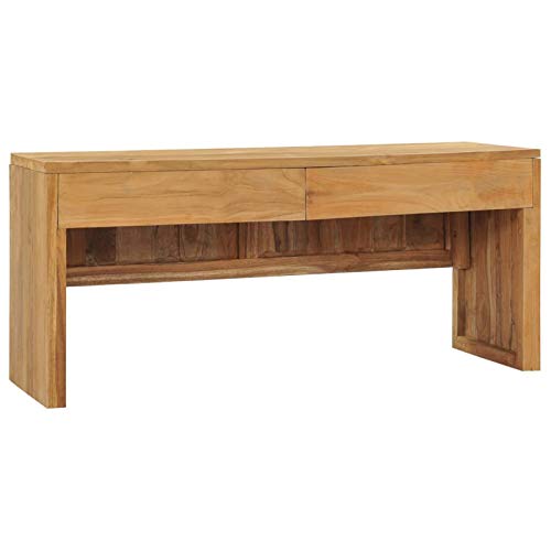 CIADAZ TV-Schrank, Fernsehtisch, Tv Lowboard, Fernsehschrank, Tv Bank, Tv Table, Tv Kommode, 100x35x45 cm Teak Massivholz