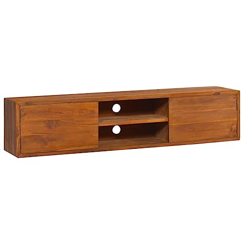 CCCINER Wand-TV-Schrank 135x30x30 cm Teak Massivholz,ColonialTVSchrank aus massivem Teakholz mit Stauraum und Wandmontage TV-Bänke, TV-Möbel