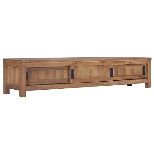 Chaduof TV-Schrank 150 x 30 x 30 cm Massivholz Teak, TV Lowboard, Fernsehschrank, Fernsehtisch, Fernseher Schrank, TV Sideboard, TV Board, TV Cabinet, TV Bank, TV Kommode