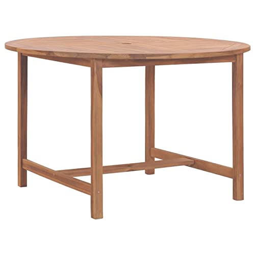 Homgoday Garten Esstisch Ø110x75cm Massivholz Teak Küchentisch Esszimmermöbel für Haus Büro Café Restaurant Möbel