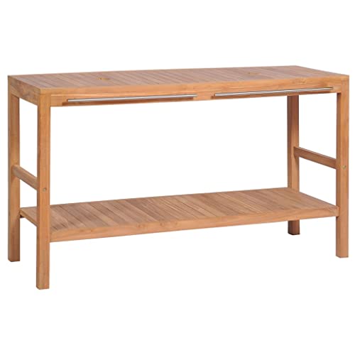 QJBSAVVA Hauswirtschaftsraum Schrank Waschbeckenunterschrank Klein Waschbecken Unterschrank Badezimmerschränke - Waschtischunterschrank Massivholz Teak 132x45x75 cm per Waschraum Waschküche