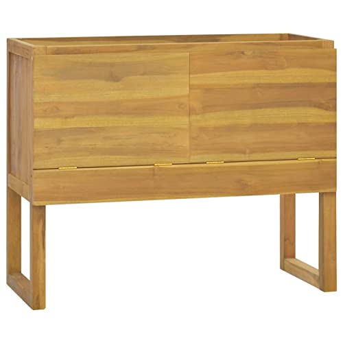 Homgoday Badschrank 90x45x75 cm Massivholz Teak Badezimmer Aufbewahrungsschrank Badmöbel Waschraumschrank Waschraumschrank Waschtisch Aufbewahrung für Badezimmer 1283