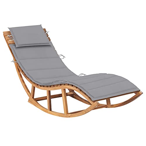 vidaXL Teak Massiv Schaukelliege mit Auflage Sonnenliege Gartenliege Holzliege Relaxliege Liegestuhl Liege Gartenmöbel Strandliege Freizeitliege Saunaliege