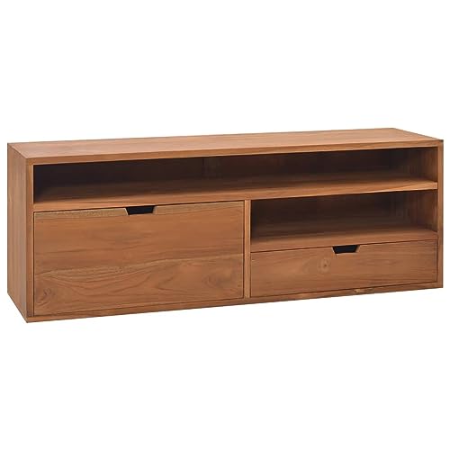 Chaduof TV-Schrank 110x30x40 cm Teak Massivholz, TV Lowboard, Fernsehschrank, Fernsehtisch, Fernseher Schrank, TV Sideboard, TV Board, TV Cabinet, TV Bank, TV Kommode - 326119