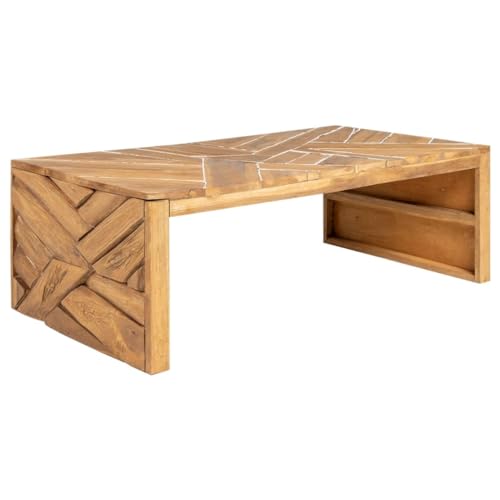 Willood Couchtisch Erosion Teak Massivholz 110x35x38 cm