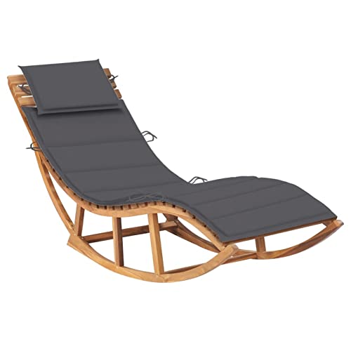 ZEYUAN Schaukelliege mit Auflage, Liegestuhl Balkon, Gartenliege, Sonnenliege, Deckchair, Saunaliege, Liege Outdoor, Sonnenstuhl, Massivholz Teak