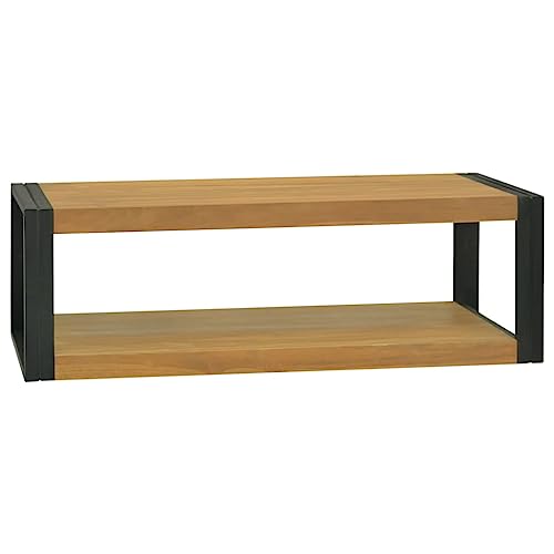 QJBSAVVA Wand-Badregal, Badezimmerschrank KüChenschrank Kommode Mit FüßEn KüChenregal Geeignet für Balkon Keller Badezimmer Kellerraum 110x45x35 cm Massivholz Teak