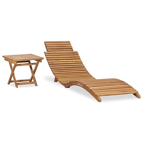 ZQQLVOO Klappbare Sonnenliege mit Tisch Massivholz Teak Liege Garten Freizeitliege Outdoor Gartenliege Poolliege Geeignet für Garten, Terrasse, Hinterhof, Poolside