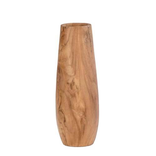 Meubletmoi Dekorative Vase, Höhe 27 cm, elegante Kurven aus Teakholz – natürliches und helles Aussehen – SCORPIA