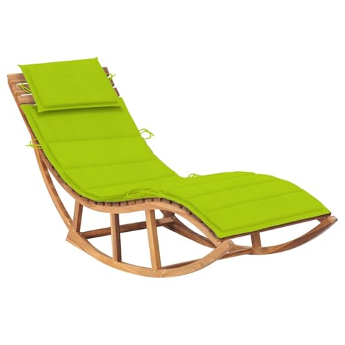 CIADAZ Schaukelliege mit Auflage, Liegestuhl Balkon, Gartenliege, Sonnenliege, Deckchair, Saunaliege, Liege Outdoor, Massivholz Teak