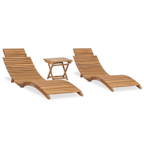 3-TLG. Garten-Lounge-Set Klappbar Massivholz Teak,3059960