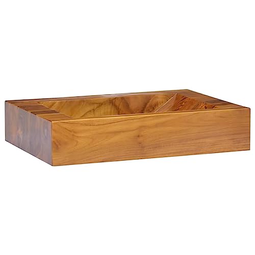 vidaXL Teak Massiv Waschbecken Waschschale Aufsatzwaschbecken Waschtisch Waschplatz Handwaschbecken Holzwaschbecken Badezimmer 50x35x10cm