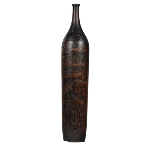 Meubletmoi Dekorative Vase im Soliflor-Stil, Höhe 59 cm, aus Teakholz, Finish in Schwarz, Antik-Optik, elegant und raffiniert, Gabriela