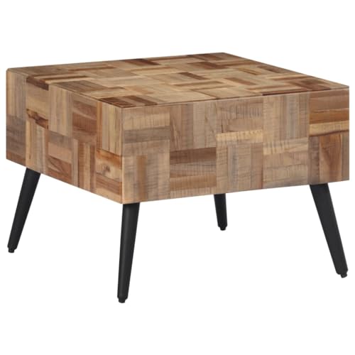 Willood Couchtisch Grau 55x55x40 cm Recyceltes Massivholz Teak