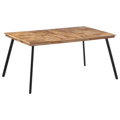 Homgoday Esstisch 169x98,5x76 cm Massivholz Teak Küchentisch Esszimmermöbel für Zuhause, Büro, Café & Restaurant Möbel