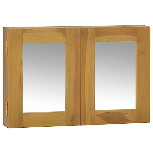 YITHOPI Schaukasten Badschrank Hohe Schränke Spiegelschrank 60x10x40 cm Massivholz Teak