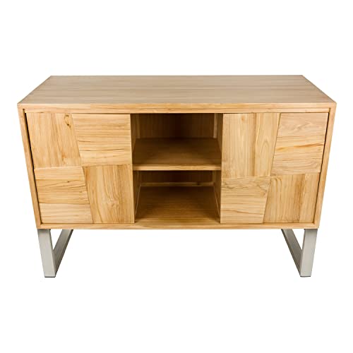 wohnfreuden Waschtisch-Unterschrank 120 cm für Aufsatzwaschbecken Waschbecken-Unterschrank Teakholz Bad-Schrank Savanna