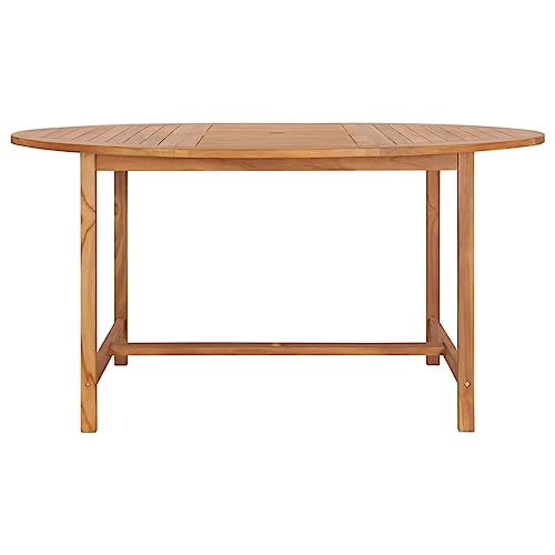 Willood Gartentisch 150 x 76 cm Massivholz Teak braun rund Outdoor Garten Balkon Table