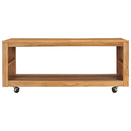 QZZCED Beistelltisch Ablagetisch Tisch Wohnzimmer Couchtisch 110x60x40 cm Massivholz Teak für Schlafzimmer, Arbeitszimmer, Büro