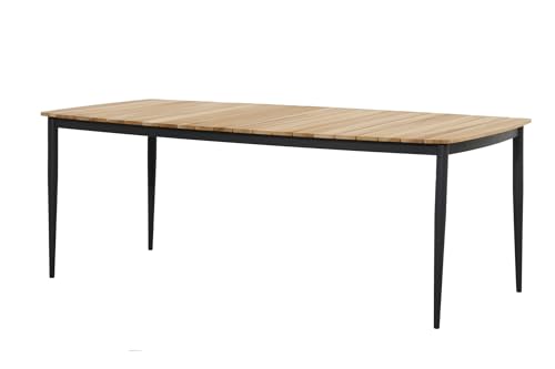 OUTFLEXX Oscar Esstisch, anthrazit, Alu/FSC-Teak, 220x100x73 cm, Tischplatte aus hochwertigem Teak