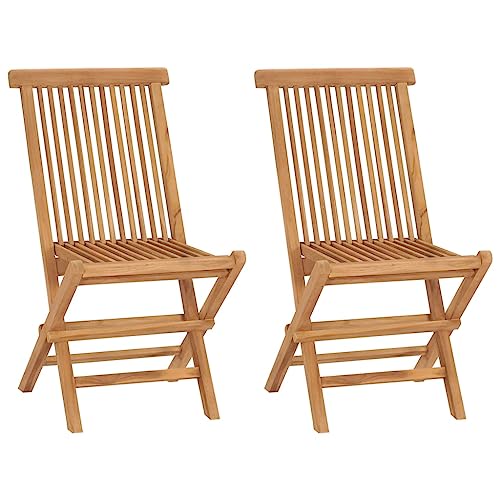 KLYEON Klappbare Gartenstühle 2 STK. Massivholz Teak,Hochwertige Teakholz Klappstühle für EIN bequemes Gartenambiente Terrassen Sitzmöbel, Gartenmöbel & Zubehör