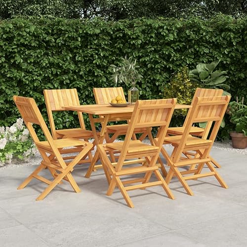 AJJHUUKI Gartenmöbel-Sets, 7-teilig, Gartenmöbel-Set, Massivholz, Teakholz