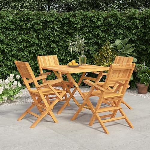 THOYTOUI 5-TLG. Garten-Essgruppe, Balkon Lounge Gartenmöbel Set Garten loungemöbel Set Lounge gartenmöbel Set Geeignet für Garten Terrasse Balkon Veranda Massivholz Teak