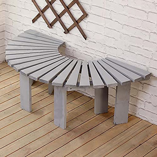 Terrasse Gartenbank Parkbank, halbrunde Baumbank aus Teakholz, rückenfreie Bank, runde Holz-Terrassen-Wickelsitz, Retro-Hinterhof, Parkmöbel, Outdoor-Kollektion, 120 x 40 cm (