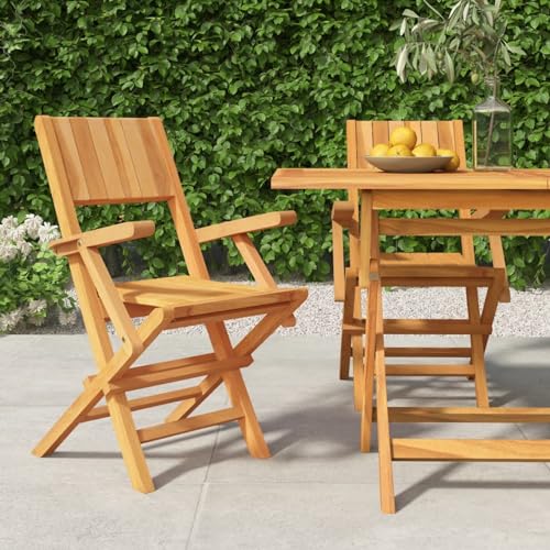 Gecheer Gartenstühle 2 STK. Klappbar Gartenstuhl Stuhl Sessel Essstühle Holzstühle Campingstuhl Hochlehner Stühle Gartenstühle Gartenmöbel 55x61x90 cm Massivholz Teak