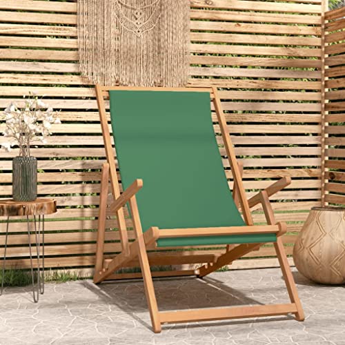 UTSRABFA Gartenstühle Terrassenstuhl Lobby-Stuhl Freizeitstühle Strandstuhl Klappbar Massivholz Teak Grün Geeignet für Außenbereich, Garten, Gästezimmer, Rasen