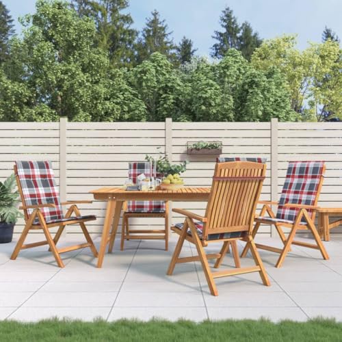 Gartenstühle mit Kissen 4 STK. Massivholz Teak,Verstellbarer Teakholz Gartenstuhl Set mit Kissen Bequem und Stilvoll für deinen Außenbereich Terrassen Sitzmöbel, Gartenmöbel & Zubehör