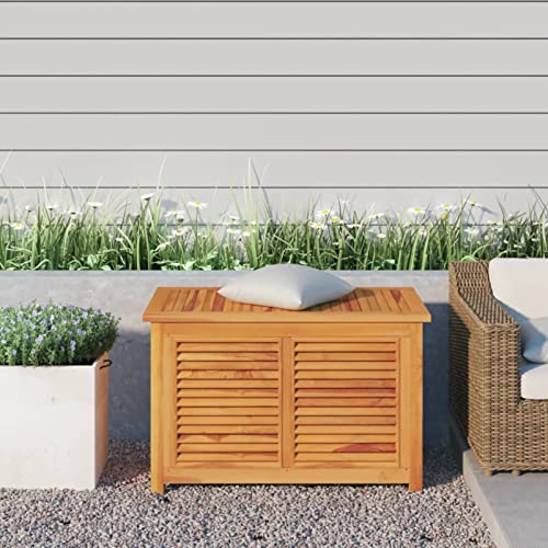 Homgoday Gartenbox mit Beutel Gartenkiste Garten Aufbewahrungsbox Gartentruhe Kissenbox Gartenbox Kissentruhe Gartentruhe Truhe Holztruhe 90x50x58 cm Massivholz Teak