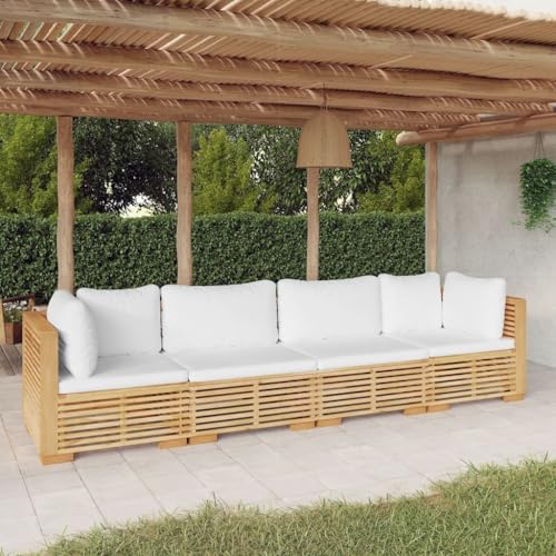 KATERYY 4-TLG. Garten-Lounge-Set mit Kissen Massivholz Teak,Hochwertige Gartenlounge aus massivem Teakholz mit bequemen Kissen perfekt für Garten und Terrasse