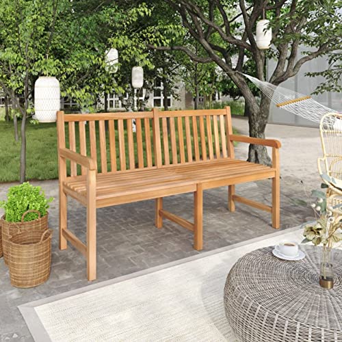 JUDYY Gartenbank, Terrassenmöbel, Wetterfeste Bank, Garten Banken, Deko Bank,Outdoor Bank, Parkbank, Gartenmöbel, 150 cm Massivholz Teak