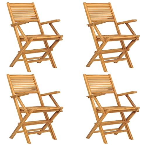 HETFTJN Dining Chairs Campingstuhl Klein Einfacher Strandstuhl Esszimmerstuhl - Gartenstühle 4 STK. Klappbar 55x62x90 cm Massivholz Teak für Garden Terrassen Balcony Outdoor