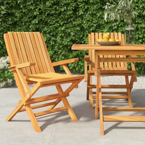 LAPOOH Gartenstühle 2 STK. Klappbar, Balkonstuhl, Terrassenstühle, Gartensessel, Garten Stühle, Gartenmöbel, Balkon Stühle, Sessel Outdoor, 61x67x90 cm Massivholz Teak