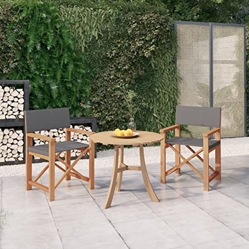 Homgoday Regisseurstühle 2 Stück aus massivem Teakholz, grau, Outdoor-Sofa, Gartenliege, Outdoor-Sofa, Outdoor-Sofa, Gartensofa für den Außenbereich