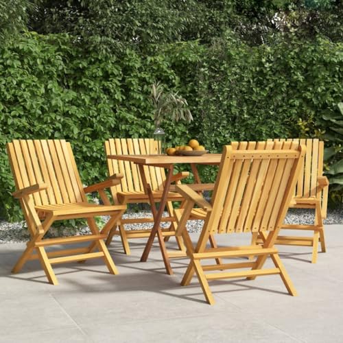 UTSRABFA Gartenstühle Terrassenstuhl Lobby-Stuhl Freizeitstühle Gartenstühle 4 STK. Klappbar 61x67x90 cm Massivholz Teak Geeignet für Außenbereich, Garten, Gästezimmer, Rasen